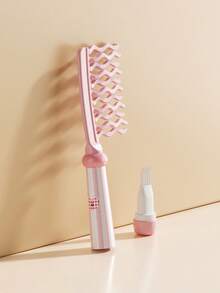 双排波浪齿宽齿卷发梳，内置清洁刷，加长手柄头皮按摩梳，蓬松梳，防静电卷发造型梳，适用于美发沙龙 - 彩色 - 查看 13