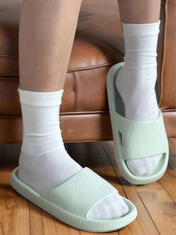 نعال منزلية فاخرة من مادة EVA ذات لون واحد - مريحة، مانعة للانزلاق ذات أرضية ناعمة، تصميم مشترك للرجال والنساء، نعال سميكة الأرضية بسيطة ناعمة وخفيفة الوزن، نعال للسفر والخارج، نعال حمام منزلية للاستخدام الداخلي، نعال حمام خفيفة الوزن وسريعة الجفاف للرجال والنساء