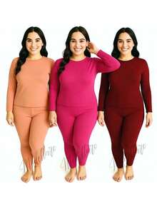 Pijama Feminino Plus Size Canelado Adulto - Pink - Visão 2