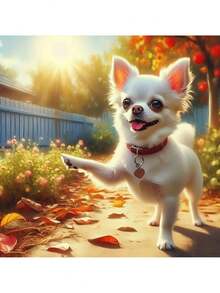 1件吉娃娃钻石画套装,工艺贴纸,可爱狗狗秋日花园场景,迷人手工马赛克套装,刺绣水钻5D DIY十字绣套件,豪华房间家居派对情人节、斋月墙面装饰,送给家人朋友教师的节日礼物 - 黑色 - 查看 2