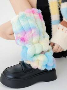 Plush Leg Warmers, Colorful Fuzzy Leg Warmers, Winter Warm Leg Sleeves Boot Cuffs