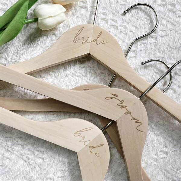 مجموعة قطعتين من شماعات خشبية للزوج والعروس لديكور حفل الزفاف، هدية لزوجة الخطوبة والشرف، إكسسوارات حفل استقبال العروس