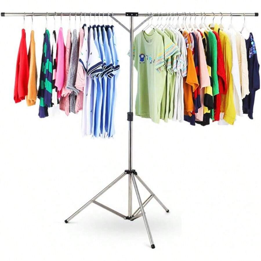 Soportes Tendederos Extensible y Plegable Secado de la Ropa del Ahorro de Espacio Portátil Plegable, estante de sequía ajustable del lavadero del acero inoxidable de la alta capacidad(Incluye 10x ganchos a prueba de viento y una Bolsa) - 1 - Ver 1