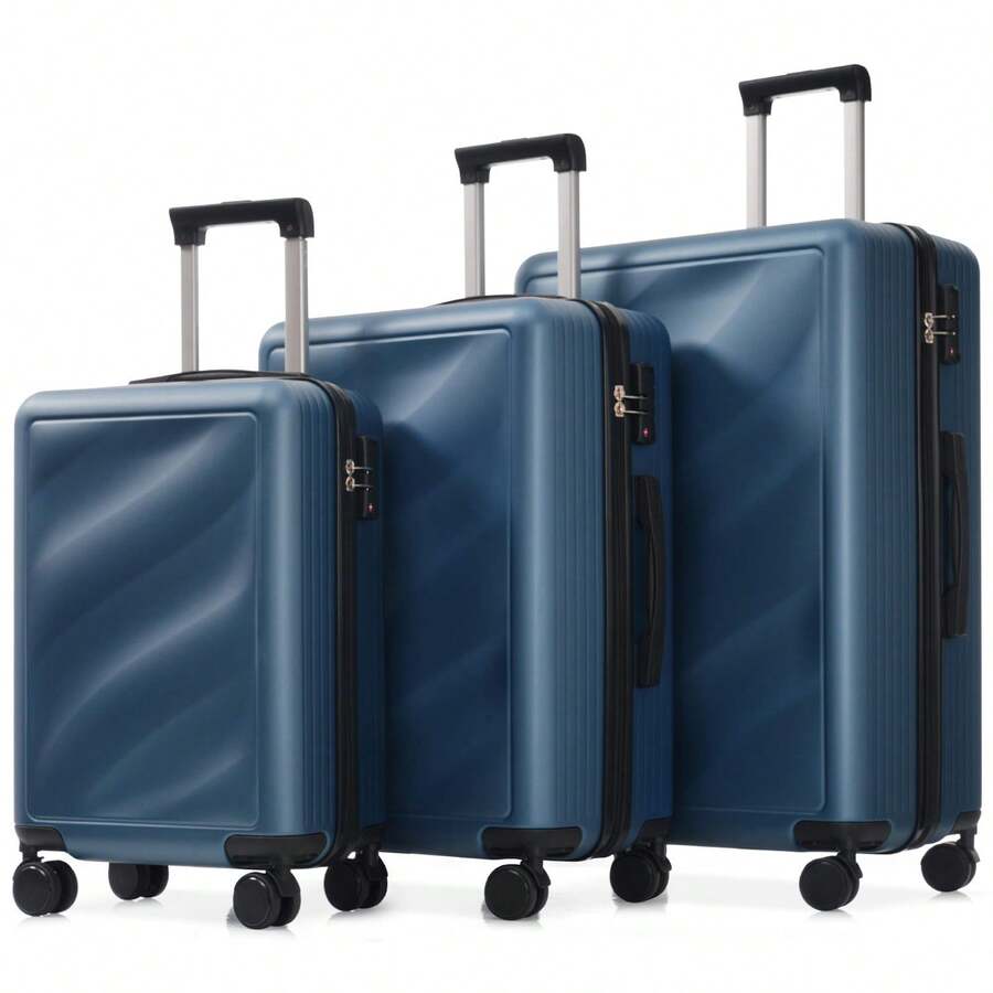 MERAX Luggage Set 3 Piece, Lightweight Durable ABS Suitcases With Spinner Wheels And TSA Lock, Carry-On & Checked Travel Luggage (20"/24"/28") - Xanh đậm - Xem 1