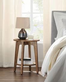 VASAGLE Side Table, Small Round End Table With Lower Shelf, Nightstand For Small Spaces, Living Room, Bedroom - Country Walnut - View 7
