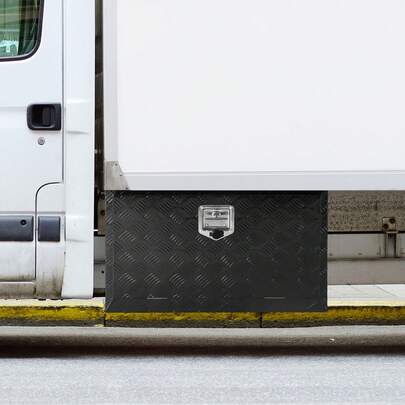 Underbody Truck Box, 30" X 17" X 18" Pickup Storage Box, Heavy Duty Aluminum Diamond Plate Tool Box With Lock And Keys, Waterproof Trailer Storage Box With T-Handle Latch For Truck, Van, Trailer