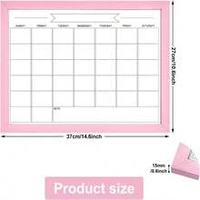 TORASO Dry Erase Monthly Calendar Board, Magnetic Whiteboard For Wall, Office_School_Home, Solid Wood Pink Frame Hanging Board 13"X 17"(YL-Pink-3343-B) - ColorA - View 2