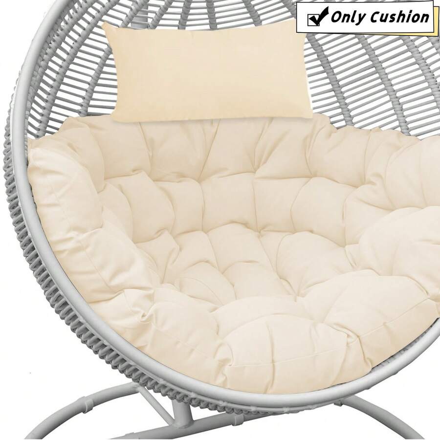 Water Resistant Hammock Swing Chair Cushion (ONLY CUSHION) Egg Chair Cushion Pad Replacement With Head Pillow For Indoor And Outdoor - Màu be - Xem 1