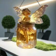 1 件波西米亚风格亚克力罐，带有仙女设计 - 富有想象力的梅森罐设计，非常适合情人节和复活节装饰，无需电池，是情侣、家居和花园装饰的完美礼物 - 彩色 - 查看 3