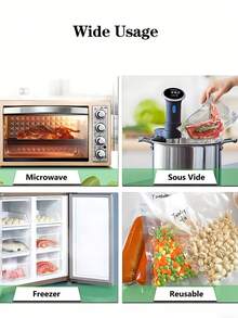 2 paquetes de rollos selladores al vacío, de 3M de longitud, duraderos y resistentes al desgarro, bolsas de almacenamiento de alimentos al vacío para cocina, para almacenamiento de alimentos y cocción a baja temperatura, artículos esenciales de cocina para el hogar - Blanco - Ver 9