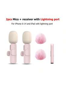 Trådlös Lavalier-mikrofon för smartphone, plug-play trådlös mikrofon för video/ljudinspelning, Clip On Lapel Mic för intervju/vlogg/undervisning - Rosa - Visa 11