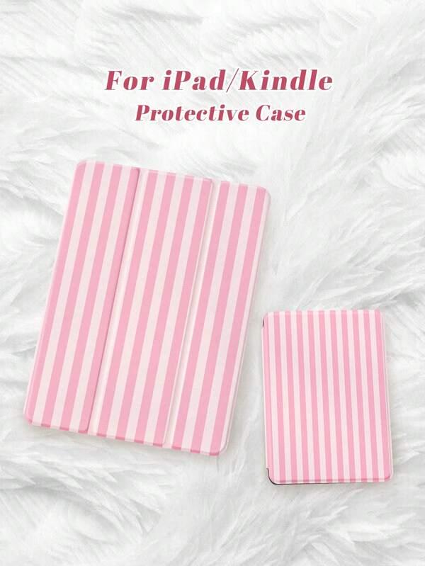 1pc Striped Pattern Tablet Protective Case, Compatible With Kindle Paperwhite 5, Kindle NK 11, IPad 10.2", IPad Pro 11" 2021/2020/10th Gen, IPad Mini 4/5/6, Galaxy Tab A8 10.5" 2022, Matepad 10.4"/Tab, And Compatible With Samsung, With Pencil Slot, Anti-Drop, Tablet Stand, Auto Sleep/Wake Function