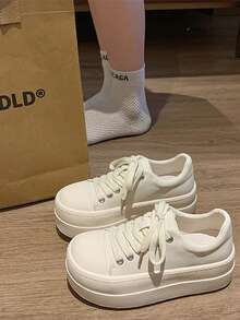 Fashionable Spring Dad Platform Sneakers In Synthetic Material - Beige [upgraded Solid Soft Sole] - View 3