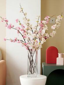 1 件，人造樱花，42.51 英寸，带 4 个分支，塑料人造植物，绿色人造植物，由不褪色的涤纶面料制成，现代简约风格 - 适用于家居装饰、花瓶、婚礼、派对、客厅、卧室、DIY 墙壁、办公桌填充。 - 多色 - 查看 3