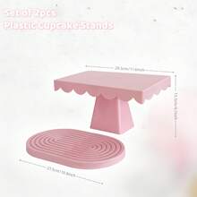 2Pcs Cupcake Stand White Plastic Cake Stand Dessert Table Stands Set Cupcake Tower Stand Treat Display Holder Cookie Candy Serving Tray Dessert Trays For Wedding Baby Shower Tea Party - 馬卡龍粉色 - 查看 2