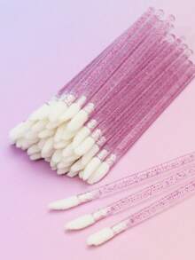 50支紫色睫毛膏刷/唇刷/指甲刷，睫毛刷，口红刷，唇彩遮瑕刷，化妆海绵，化妆工具，一次性化妆刷，清洁刷，眼影刷工具 - 紫色 - 查看 8