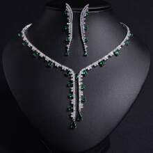 3pcs Silver-Tone Multicolor Women Jewelry Set - Earrings, Necklace, Suitable For Ladies/Brides/Bridesmaids, Festivals, Parties, Weddings, Banquets, Fashion Jewelry Gift Set