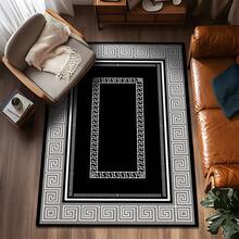 1pc Luxury Nordic Modern Abstract Geometric Area Rug, Circular Pattern Rectangle Soft Faux Wool Washable Carpet, Suitable For Living Room, Bedroom, Entryway, Bathroom, Hallway, Patio, Kitchen, Indoor Outdoor, All Season Large Size Mat, Classic Black Gray - Home Decor - Multicolor - View 6