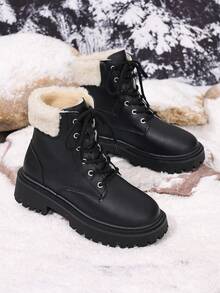 2026 Autumn/Winter New Women's Boots, Fashion Versatile Casual Women's Ankle Boots, Black & White Women's Short Boots, College Style Women's Shoes, Minimalist Women's Boots, Women's Fashion Ankle Boots, Classic Women's Short Boots, Riding Boots - Black - View 7