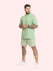 Kit 2 Oversized Premium Cotton Street Style T-Shirts - Gray and Green - View 7