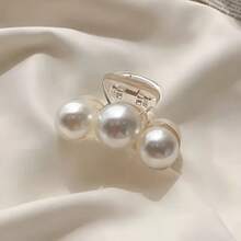 1 Piece Elegant Sweet Style Polished Plastic Hair Hook Clip With Imitation Pearls, Oval Fashion Hair Accessory For Women, Single Piece Hair Clip Clip For Thick Or Thin Hair Styling Tools - trắng - Xem 6