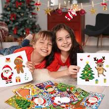 8/16/40sheet Christmas Stickers, Make Your Own Mix And Match Sticker, Stocking Fillers, Include Santa Claus, Reindeer, House,Christmas Tree And Snowman,Christmas Crafts For Kids Party Favors Supplies, Party Activity Games Classroom Decoration Gifts