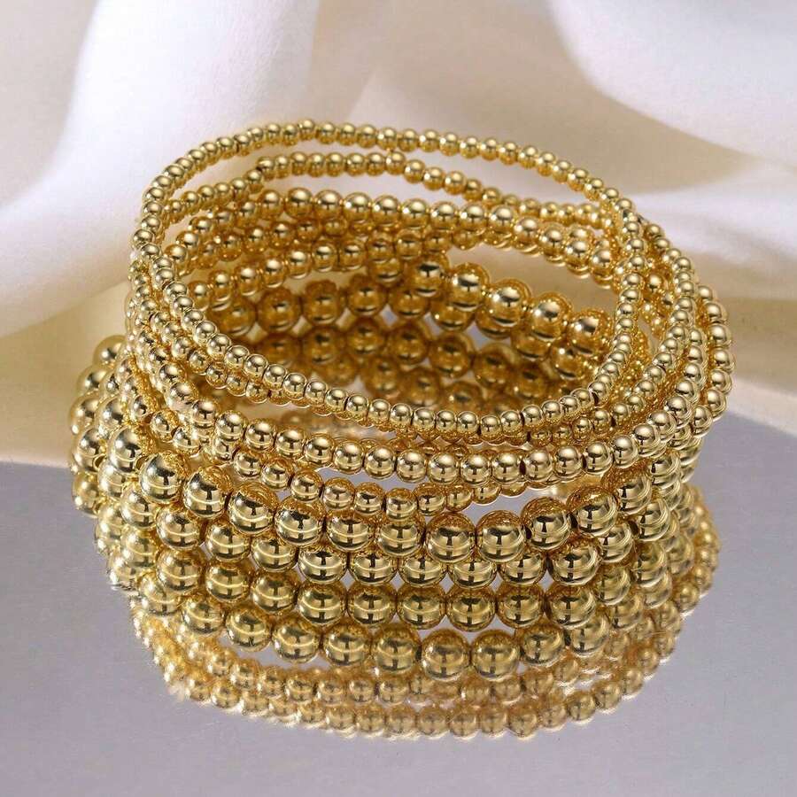 Niche Creative Design Sense Elegant Beaded Bracelet Set Sweet Cool Layered Jewelry - Vàng - Xem 1