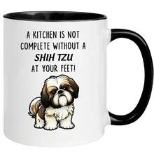 1pc, 11oz, Shih Tzu Ceramic Coffee Mug - "A Kitchen Is Not Complete Without A Shih Tzu At Your Feet" - White With Black Handles, Perfect Gift For Holidays, Birthdays, And Special Occasions, Hand Wash Only, Gift Coffee Mug| Playful Dog Design, - 1pc - View 8