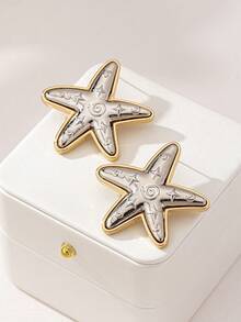 一对海星和贝壳吊坠耳环，适合日常佩戴