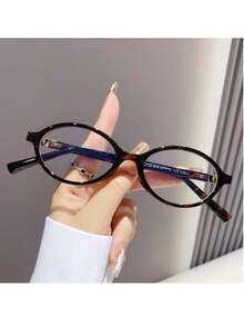 2025 Spring New Retro Oval Frame Nerd Glasses Frame, Solid Color Casual TPR (Thermoplastic Rubber) Non-Prescription Glasses - Multicolor - View 12