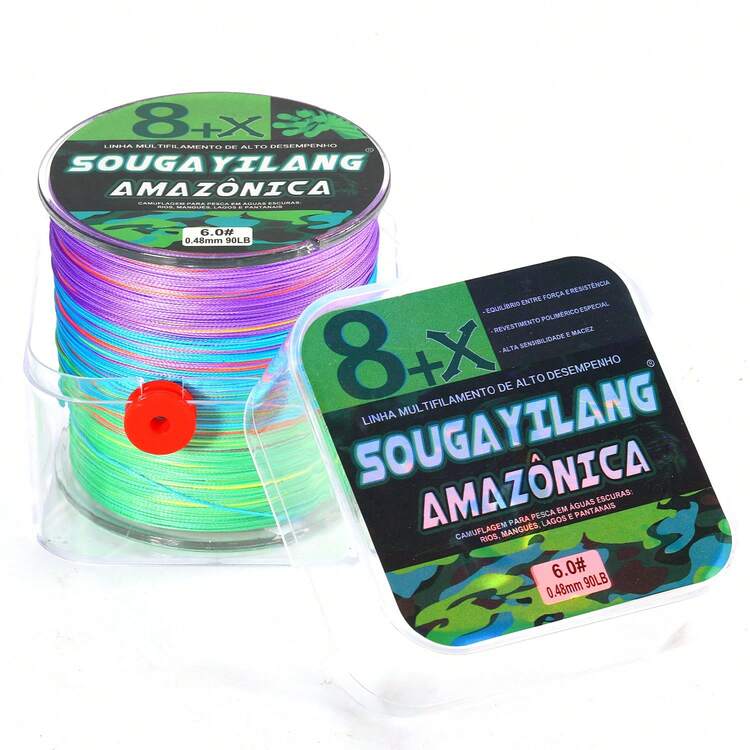 SOUGAYILANG 8 hebras de línea de pesca trenzada PE, 300m, multicolor, [Línea de pesca duradera] Línea de pesca trenzada fuerte y duradera de 8 hebras | 300m/328yd, 15-120lb, patrón camuflaje, polietileno duradero para línea principal, pesca en agua salada - Multicolor - Añade 17