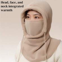 Ladies' Windproof Hat - Warm And Snow Proof Hooded Face Mask With Neck Cover, Black Knitted Skiing Face Mask, Suitable For Outdoor Winter Activities, Cold Weather Protection
