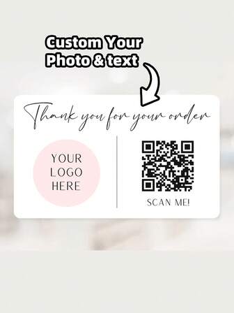 1~100pcs Logo Stickers And QR Code Stickers - Rectangle Logo Stickers With A QR Code - Thank You For Your Order Stickers - Social Media Scan Me Codes With Any Design Image Logo Text, Waterproof Stickers,School Essentials