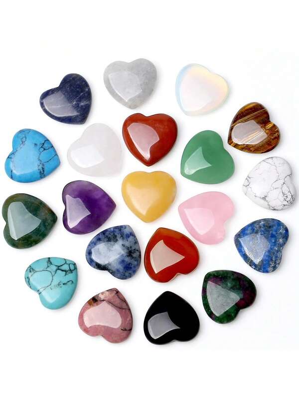 Mehrfarbiger herzförmiger Kristall, aufregender herzförmiger Kristall, ideal für spirituelle Energiebalance für Liebesedelsteine, Meditation, perfektes Geschenk, DIY Schmuckdekoration (Zufallsfarbe)