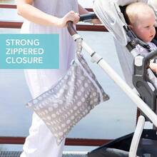 Bumkins Waterproof Wet Bag For, Travel, Swim Suit, Cloth Diapers, Pump Parts, Pool, Beach, Gym Clothes, Toiletry, Hook To Stroller, Daycare, Zipper Reusable Wetdry Packing Pouch, Black Hearts - B5 月光灰-WD - 查看 3