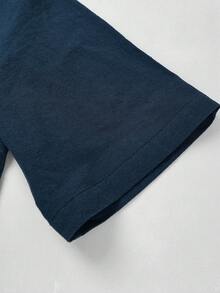 GloMan 男士藏蓝色两件套，舒适透气，100% 纯棉素色短袖衬衫搭配弹力腰短裤，夏季透气套装，适合海滩度假、日常穿着、街头休闲、周末出游、社交聚会等场合。圣诞节和新年送给男友或丈夫的礼物。 - 藏蓝色 - 查看 9