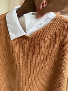 JEMMY MODA Vest (Only Vest, Not With Shirt) Women's Long Knitted Knit - 卡其色 - 查看 3