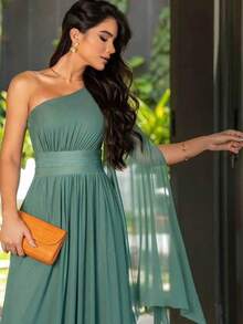Classic And Elegant Party Dress Sophisticated Dress Bridesmaid Dress Wedding Graduation Parties. - Màu xanh Ô liu - Xem 3