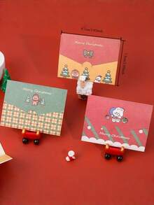 12Pcs Holiday Mini Christmas Card With Envelope - Happy Holiday Card Message Card Depicting Santa Claus, Snowman, Etc. - Perfect For Christmas Parties And New Year Celebrations, Christmas Card, Birthday Wishes Envelope - Multicolor - View 4