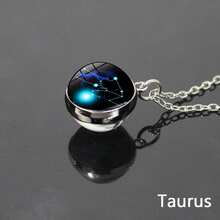 1pc 12 Zodiac Constellation Necklace, Starry Sky Glow In The Dark Glass Ball Pendant Necklace, Suitable For Men & Women, Father's Day, Thanksgiving, Christmas, New Year, Birthday Gift, Holiday Present Valentine's Day - Constellation Necklace - View 8