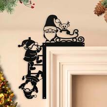 Christmas Door Frame Corner Finials, Festive Decorative Metal Signs, Door Frame Corner Metal Decorative Signs, Artistic Wall Hanging Signs Home Decor Christmas Decorations Room Decor Winter Christmas Decorations Home Christmas Gifts Christmas Decor - Multicolor - View 2