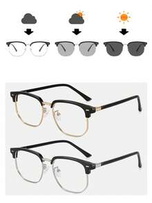 2 Cặp kính thời trang unisex, gọng kính kiểu công sở, tròng kính đổi màu, thích hợp sử dụng trong nhà và ngoài trời, phù hợp cho lái xe, câu cá, leo núi, đạp xe, chạy bộ, chơi golf và các hoạt động hàng ngày khác (tròng kính đổi màu có các màu xanh dương, nâu và xám) - Nhiều màu - Xem 12
