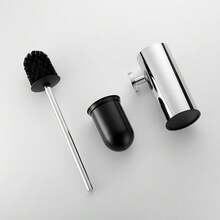 1 pezzo Spazzola per WC con supporto per bagno, spazzola per pulizia della tazza del water, supporto da parete per spazzola per WC, finitura spazzolata