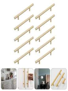 6PCS Gold Cabinet Drawer Pulls - Kitchen Cabinet Handles, Brushed Nickel Finish, Stainless Steel Drawer Knobs, Suitable For Drawers - Multicolor - View 4