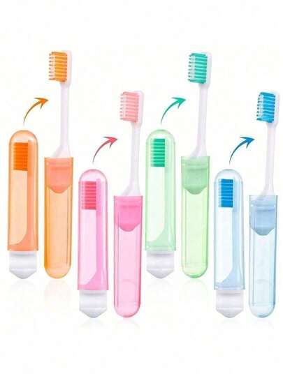 5Pcs Travel Toothbrush Bulk Folding Toothbrush With Toothbrush Box Soft Potable Travel Toothbrush,Portable Folding Soft Toothbrush,For Travel Home Bathroom Camping Outdoor Business For Student Men And Women Travel Accessories Back To School Stuff Dorm Essentials - Perfect For Travel,Business Trip, Outdoor,Camping & Business Trips!The Best Gift For Travel Enthusiasts,Bristles Color Random L