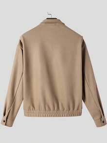 INCERUN Mens Stand Collar Button Front Long Sleeve Casual Basic Solid Jacket Coat Fall Overcoat - Khaki - View 6