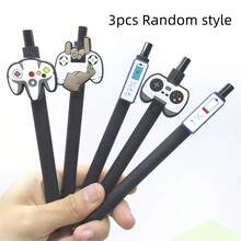 1 Stücke / 3 Stücke / 5 Stücke / 10 Stücke kreative Spielcontroller Kugelschreiber in runder Form, ein süßer und attraktiver Druckknopf-Schreibstift mit hoher Qualität, ein verspielter und niedlicher schwarzer und weißer Spielcontroller, Schulmaterial, Schreibstift für Lehrer, Büromaterial