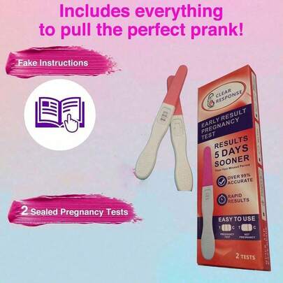 1 件套恶作剧假妊娠测试套装，送给男朋友/丈夫的恶作剧礼物，笑话妊娠试纸，在水中变色以指示假孕，有趣新奇的恶作剧物品