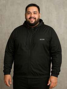 Men's Plus Size Sports Set RUN | Waterproof Windbreaker Jacket + Tactel Jogger Pants With Elastane Cuff – Winter G1 To G4 - Black - View 3