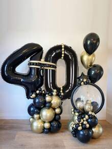 Bộ 67 quả bóng sinh nhật màu đen và vàng, bao gồm bóng bay số màu đen 32 inch, bóng bay cao su màu đen và vàng, thích hợp cho sinh nhật lần thứ 30, tiệc sinh nhật màu đen và vàng, tiệc chia tay cuộc sống độc thân, lễ tốt nghiệp, lễ kỷ niệm, trang trí tiệc - Nhiều màu - Xem 5